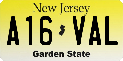 NJ license plate A16VAL