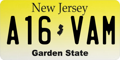 NJ license plate A16VAM