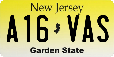 NJ license plate A16VAS