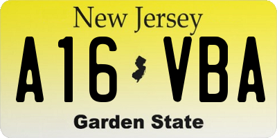 NJ license plate A16VBA