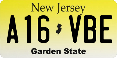 NJ license plate A16VBE