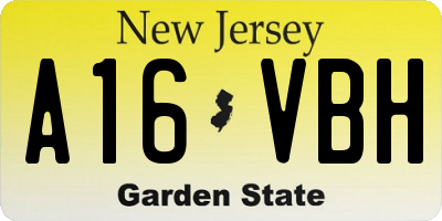 NJ license plate A16VBH