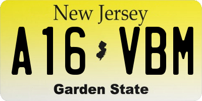 NJ license plate A16VBM
