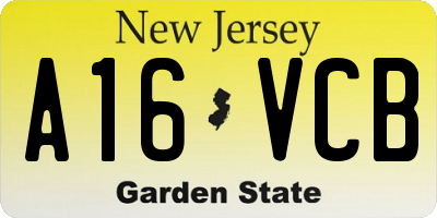 NJ license plate A16VCB