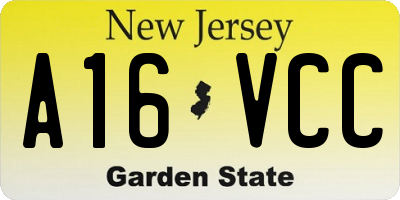 NJ license plate A16VCC
