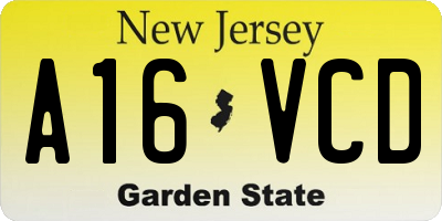 NJ license plate A16VCD