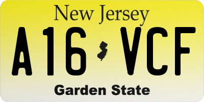 NJ license plate A16VCF