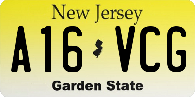 NJ license plate A16VCG