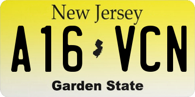 NJ license plate A16VCN