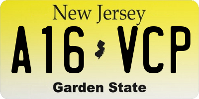 NJ license plate A16VCP