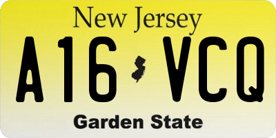 NJ license plate A16VCQ