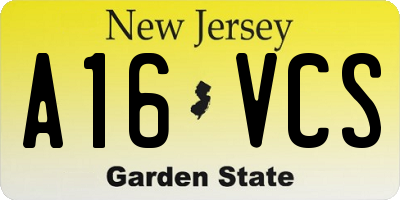 NJ license plate A16VCS