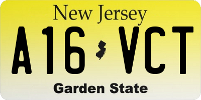 NJ license plate A16VCT