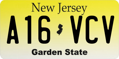 NJ license plate A16VCV