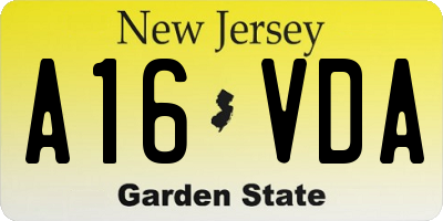 NJ license plate A16VDA