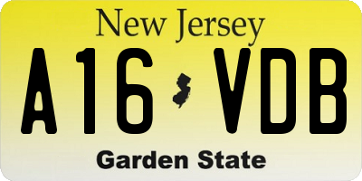 NJ license plate A16VDB