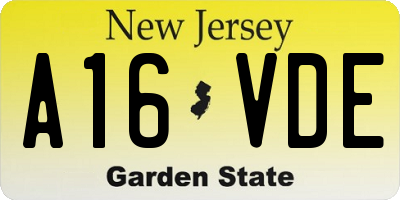 NJ license plate A16VDE