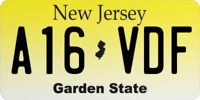 NJ license plate A16VDF
