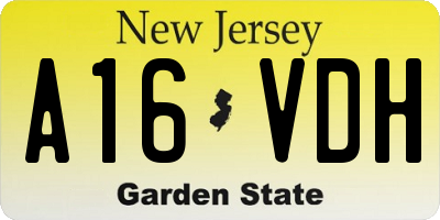 NJ license plate A16VDH
