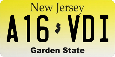 NJ license plate A16VDI
