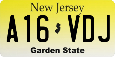 NJ license plate A16VDJ