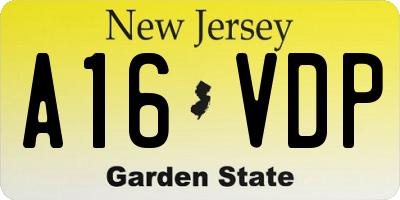 NJ license plate A16VDP