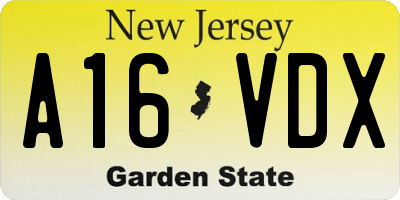 NJ license plate A16VDX