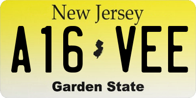 NJ license plate A16VEE