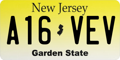 NJ license plate A16VEV