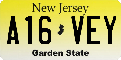 NJ license plate A16VEY