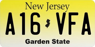 NJ license plate A16VFA