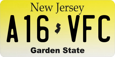 NJ license plate A16VFC