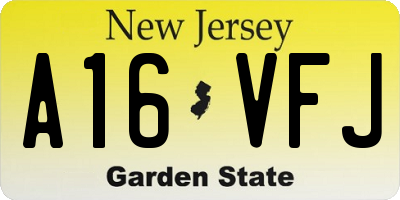 NJ license plate A16VFJ