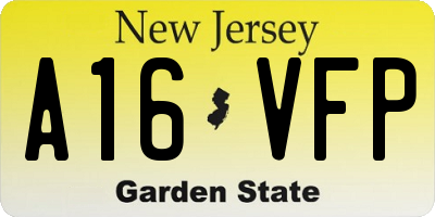 NJ license plate A16VFP