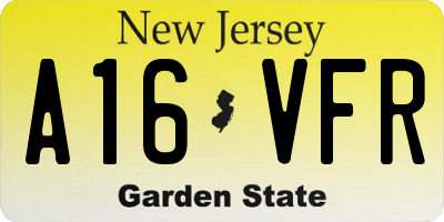 NJ license plate A16VFR
