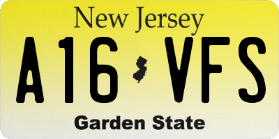 NJ license plate A16VFS