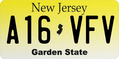NJ license plate A16VFV