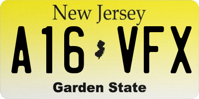 NJ license plate A16VFX