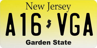 NJ license plate A16VGA
