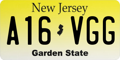 NJ license plate A16VGG