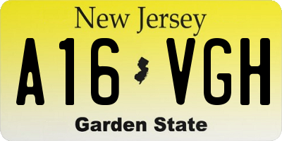 NJ license plate A16VGH