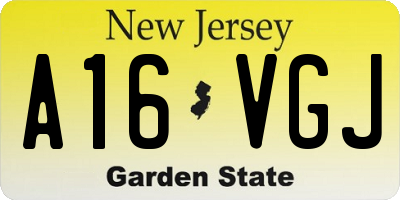 NJ license plate A16VGJ