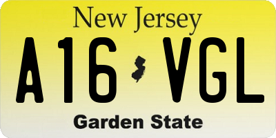 NJ license plate A16VGL