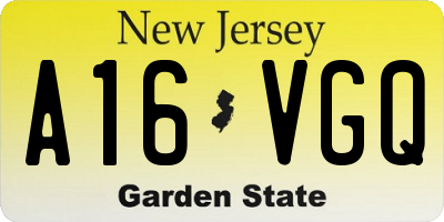 NJ license plate A16VGQ