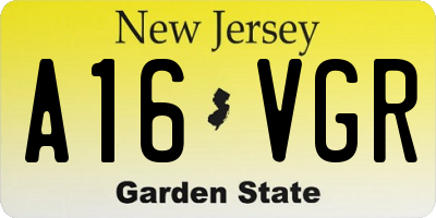 NJ license plate A16VGR