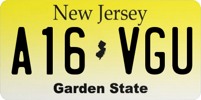 NJ license plate A16VGU