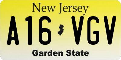 NJ license plate A16VGV