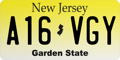 NJ license plate A16VGY