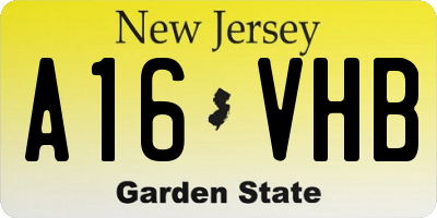 NJ license plate A16VHB