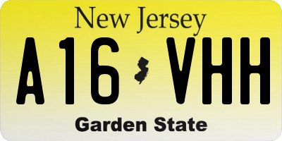 NJ license plate A16VHH